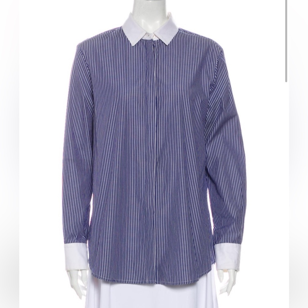La Ligne Blue White Stripe Button Down Shirt